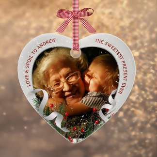 Promoted to Grandma Silver Frame 2 Photos Julgransprydnad Keramik