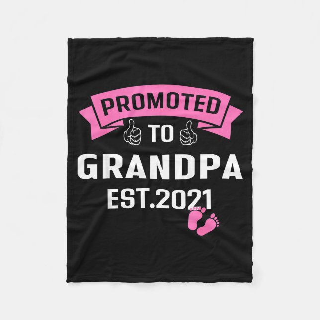 Promoted To Grandpa Est 2021 Funny New Grandfather Fleecefilt (Framsidan)