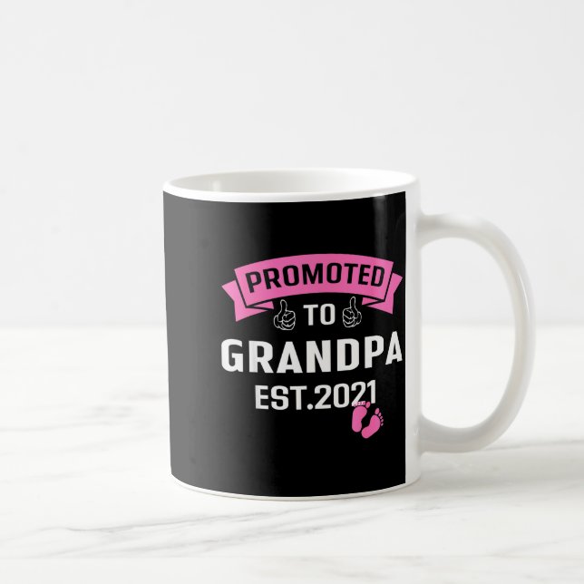 Promoted To Grandpa Est 2021 Funny New Grandfather Kaffemugg (Höger)