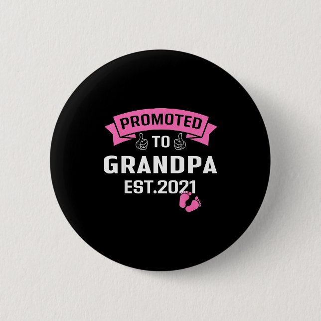 Promoted To Grandpa Est 2021 Funny New Grandfather Knapp (Framsida)