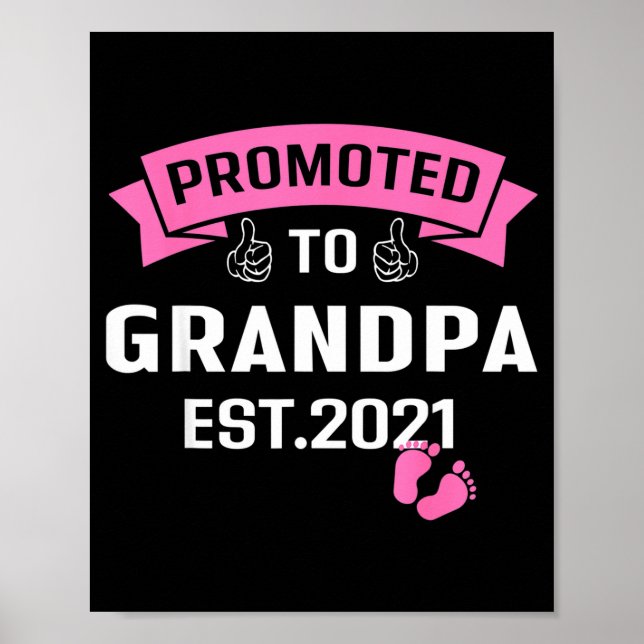 Promoted To Grandpa Est 2021 Funny New Grandfather Poster (Framsidan)