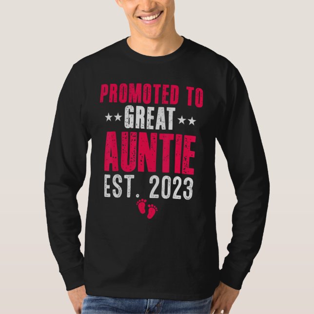 Promoted To Great Auntie 2023 Pregnancy Announceme T Shirt (Framsida)