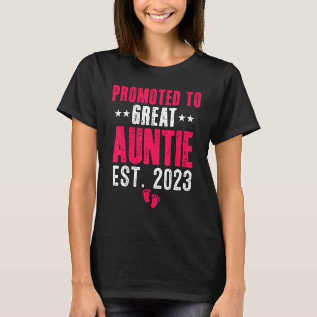 Promoted To Great Auntie 2023 Pregnancy Announceme T Shirt (Framsida)