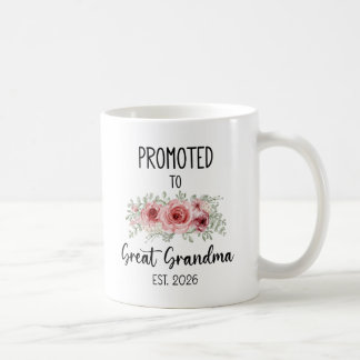 Promoted To Great Grandma Est 2026 Flowers Baby Kaffemugg
