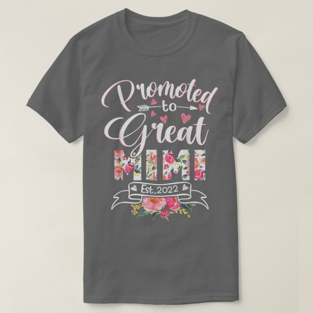 Promoted to Great Mimi Est 2022 Floral First Time  T Shirt (Design framsida)