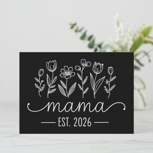 Promoted To Mama 2026 Pregnancy Floral New Mom  Inbjudningar (Stående Fram)