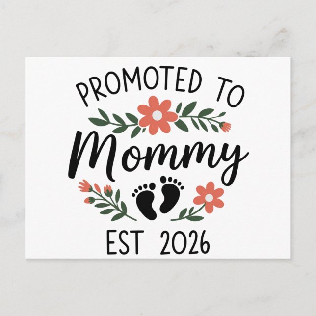 Promoted to Mommy 2026 Funny First Time Pregnancy  Meddelande Vykort (Framsida)