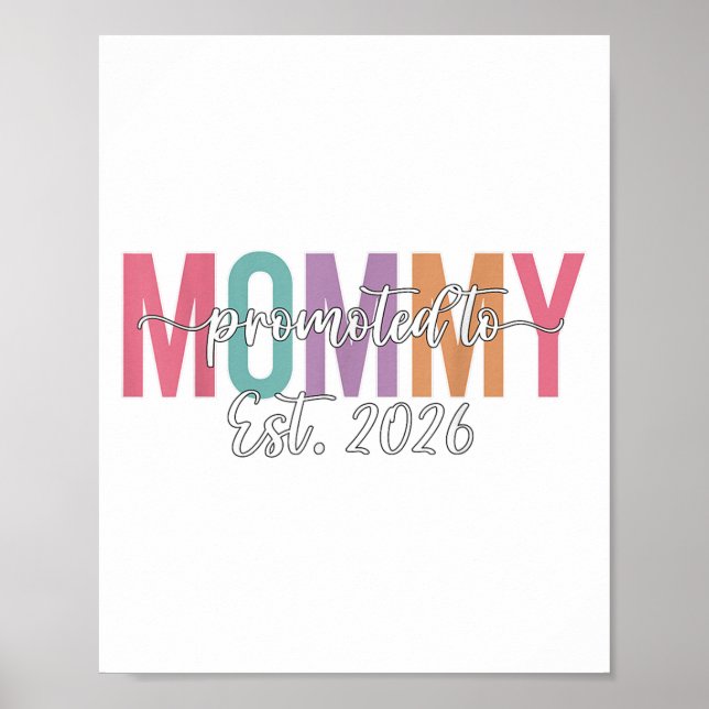 Promoted To Mommy Est. 2026 New Mom Baby Announcem Poster (Framsidan)