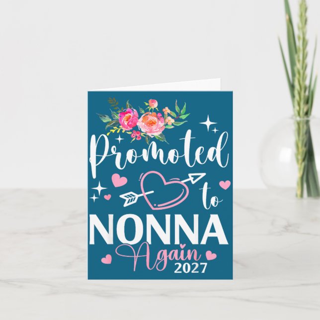 Promoted To Nonna Again Est 2027 Flower Heart  Kort (Framsida)