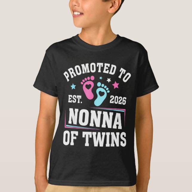 Promoted To Nonna Est 2026 Of Twins Gender Reveal  T Shirt (Framsida)