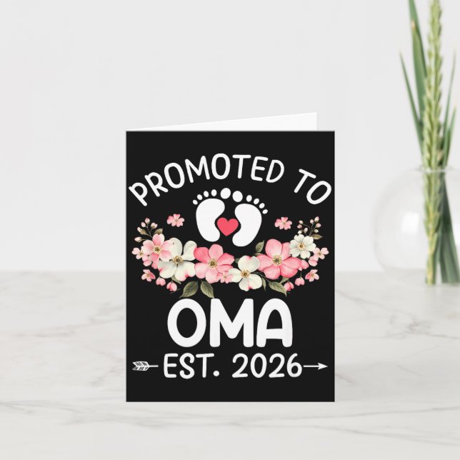 Promoted To Oma 2026 First Time Floral New Oma  Kort (Framsida)