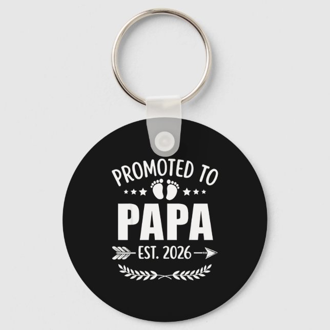 Promoted To Papa Est 2026 New Grandpa Pregnancy An Nyckelring (Framsida)
