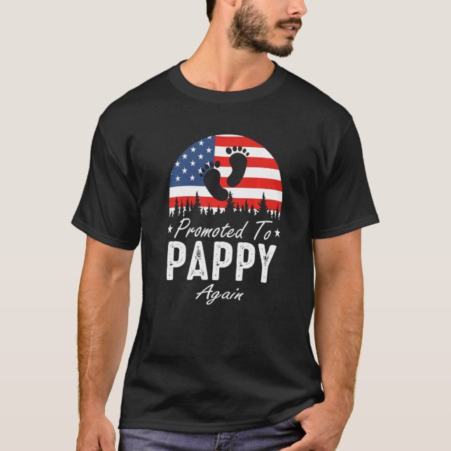 Promoted To Pappy Again 2024 US Flag Father's Day  T Shirt (Framsida)