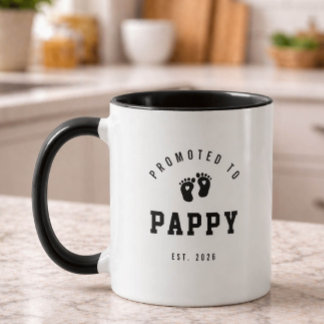 Promoted to Pappy Mug New Grandpa Gift Mugg