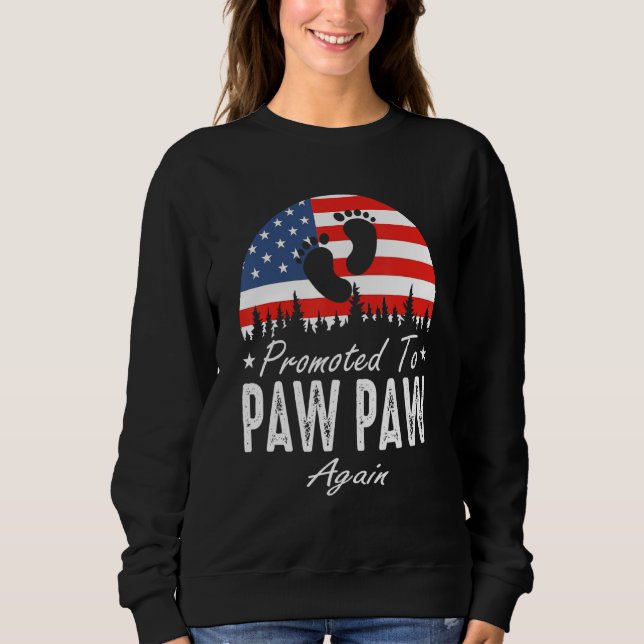 Promoted To Paw Paw Again 2024 US Flag Father's Da T Shirt (Framsida)