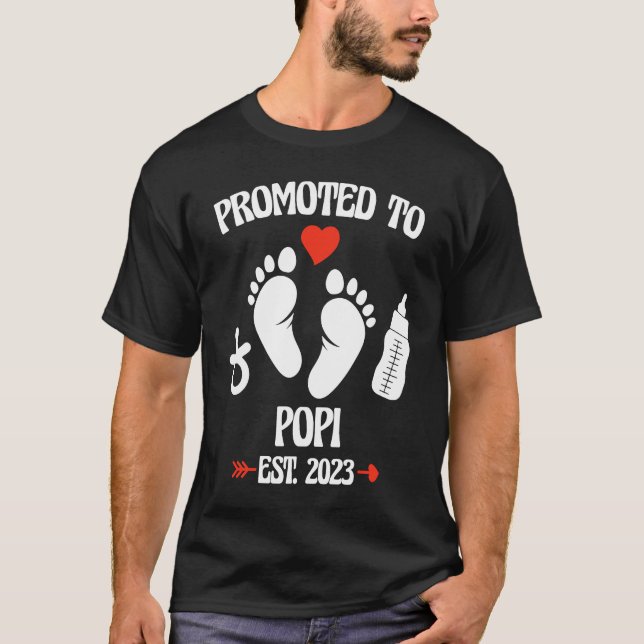Promoted To Popi 2023 First Time New Grandpa Pregn T Shirt (Framsida)