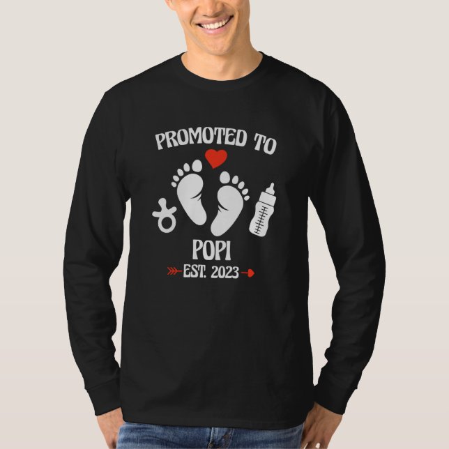 Promoted To Popi 2023 First Time New Grandpa Pregn T Shirt (Framsida)