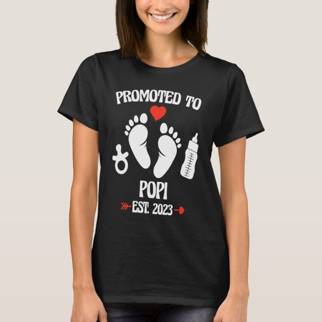 Promoted To Popi 2023 First Time New Grandpa Pregn T Shirt (Framsida)