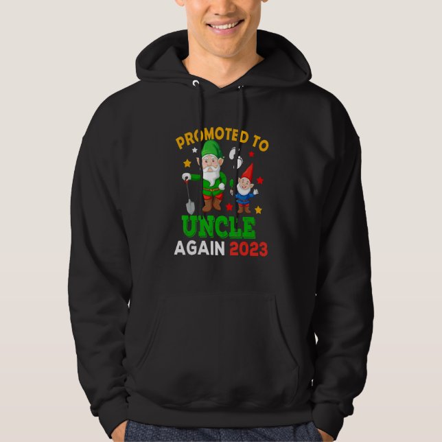 Promoted To Uncle Again 2023 Two Funny Gnomes Preg Hoodie (Framsida)