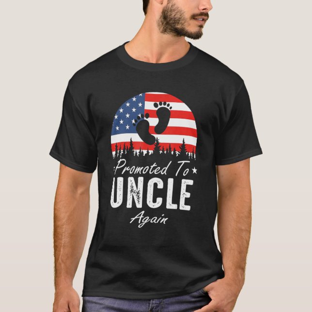 Promoted To Uncle Again 2024 US Flag Father's Day T Shirt (Framsida)