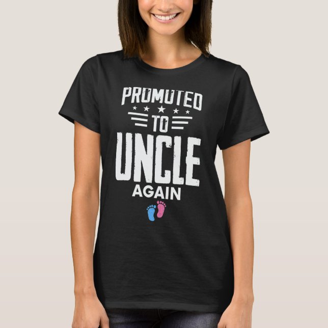 Promoted To Uncle Again Pregnancy Reveal Pink Or B T Shirt (Framsida)
