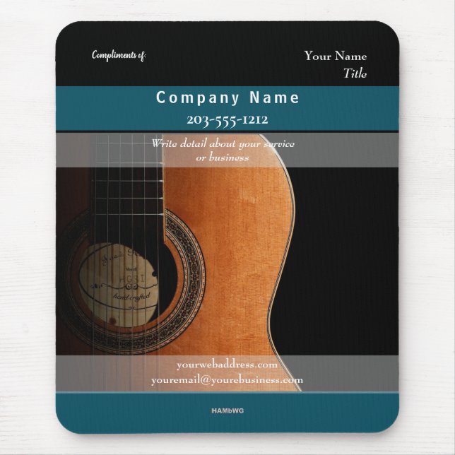 Promotional Mousepad halv Guitar - HAMbyWG Musmatta (Framsidan)