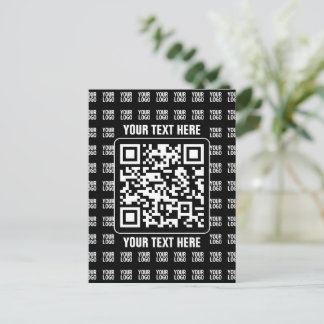 Promotional QR code (editable) plus Logo Pattern Vykort