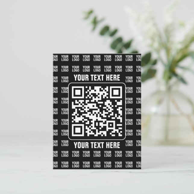 Promotional QR code (editable) plus Logo Pattern Vykort (Stående Fram)
