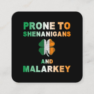 Pron mot shenanigans och malarkey St patricks day Fyrkantigt Visitkort