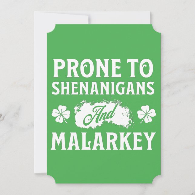 Prone till Shenanigans och Malarkey St patrick's d Inbjudningar (Framsida)