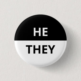 Pronoun Black & White Badge Knapp