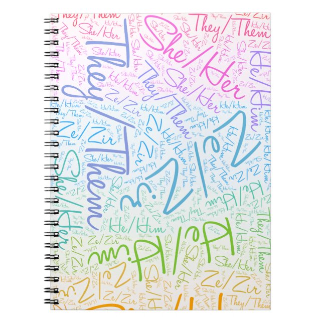 Pronoun pride gender queer rainbow lgbtqa anteckningsbok (Framsidan)