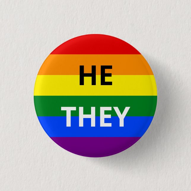 Pronoun Rainbow Badge Knapp (Framsida)