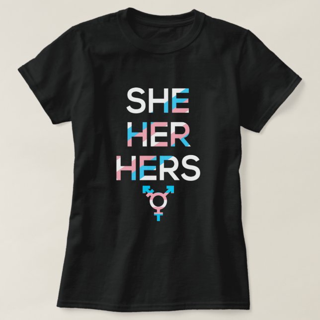 Pronounars hennes transgena Pride-symbol MTF T Shirt (Design framsida)