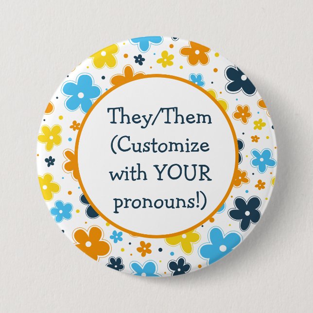 Pronouns AroAce Pride Flowers Doodle LGBTQ+ Knapp (Framsida)