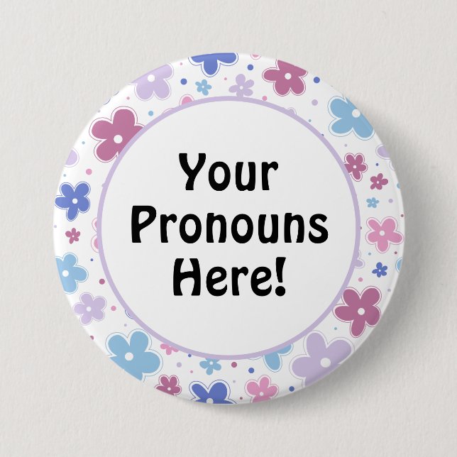 Pronouns Bigender Pride Flowers Doodle Pastels Knapp (Framsida)