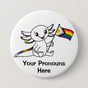 PRONOUNS Cute Axolotl Intersex Progress Pride Flag Knapp