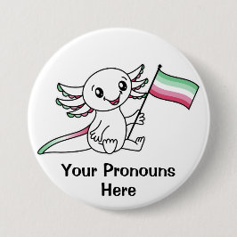 PRONOUNS Cute Axolotl med Flagga av agbrosexuellt  Knapp