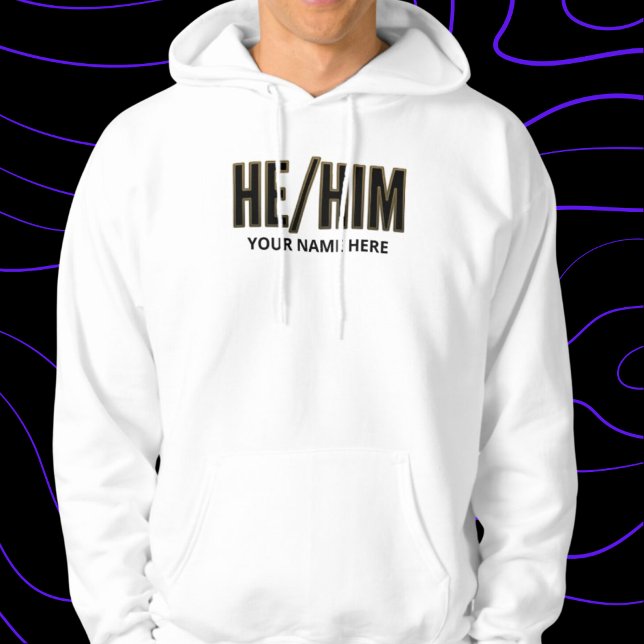 Pronouns Han Svart och Guld Hoodie (Skapare uppladdad)