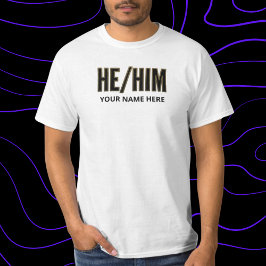 Pronouns Han Svart och Guld T Shirt