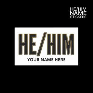 Pronouns Han Svart och Guld T-Shirt Rektangulärt Klistermärke