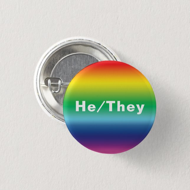 Pronouns Lgbtq Lgbt Pride Rainbow Färg Knapp (Framsida & baksida)