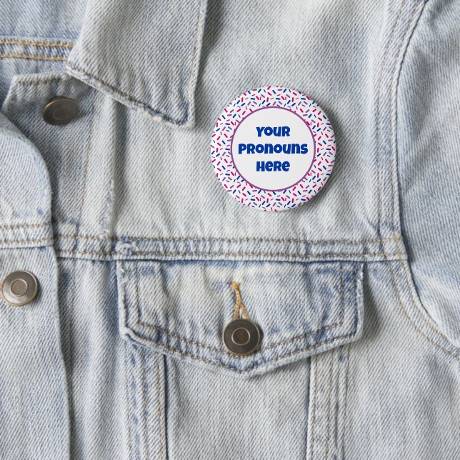 PRONOUNS Rainbow Sprinkles Bisexual Pride Flagga Knapp (In Situ)