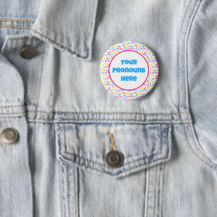 PRONOUNS Rainbow Sprinkles Pansexual Pride Flagga Knapp