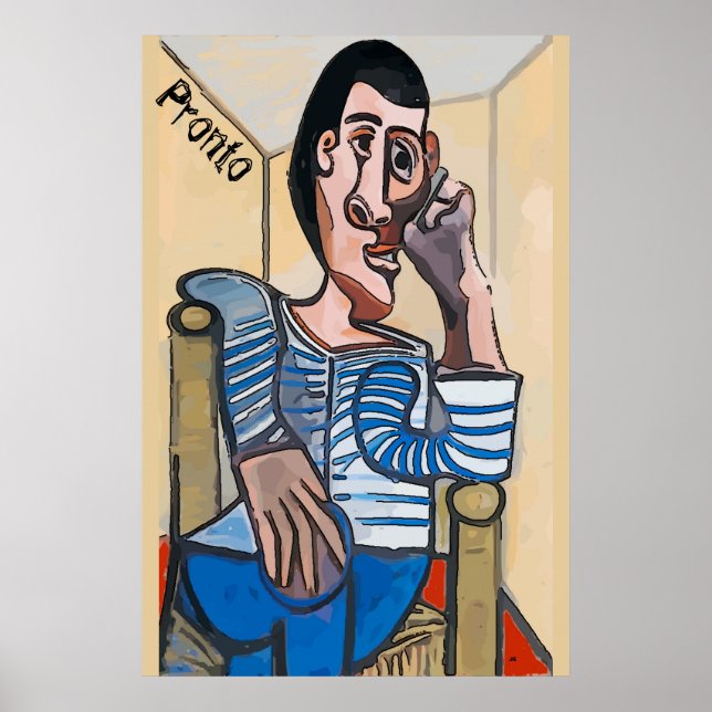 Pronto, Abstrakt Man på Cell Mobil, redigera text Poster (Framsidan)