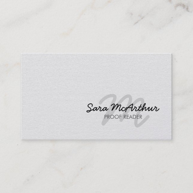 Proofreader Cursive Monogram Business Card Visitkort (Framsida)