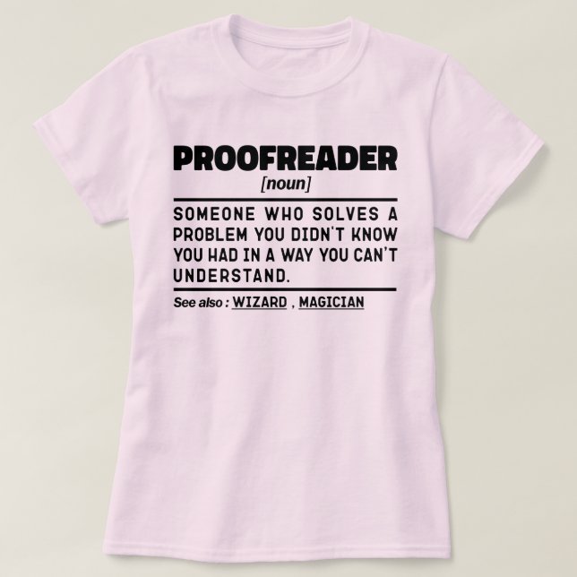 Proofreader Noun Funny Grammar Examiner Geek T Shirt (Design framsida)