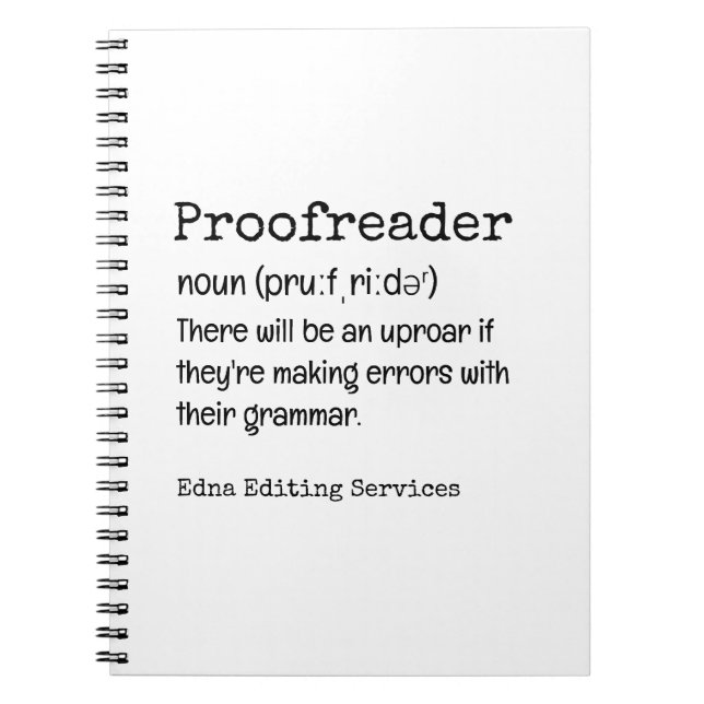 PROOFREADER Roligt Definition där de är deras Anteckningsbok (Framsidan)