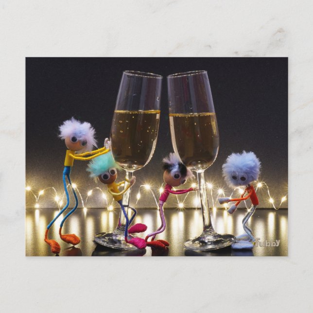 Proostende Fubby's die wat te vieren hebben. Vykort (Framsida)