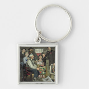 Propaganda 1889 fyrkantig silverfärgad nyckelring